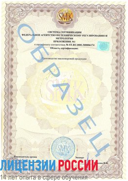 Образец сертификата соответствия (приложение) Шебекино Сертификат ISO 22000